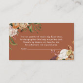 秋フローラおむつラッフルベビーシャワー挿入カード 名刺 (裏面)