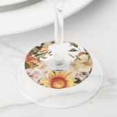 秋フローラとエリア間の名前書付き ワイングラスタグ (クローズアップ)