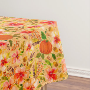 秋フローラとカボチャ – ハーベストホームデコール テーブルクロス