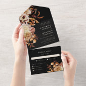 秋フローラと結婚食事 オールインワン招待状 (貼ってはがせる)