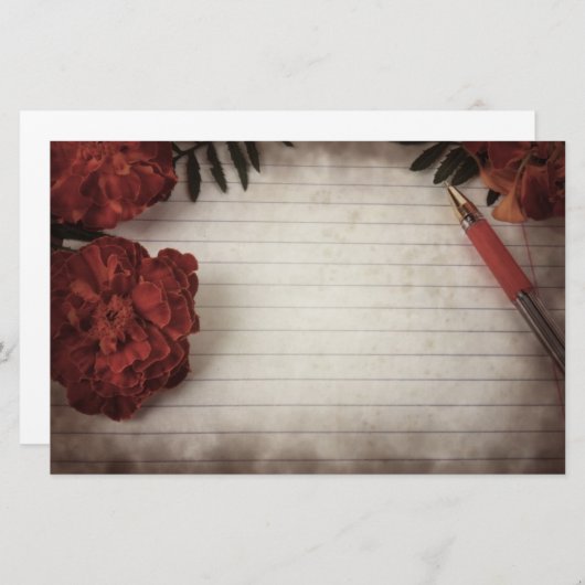 秋フローラの背景(ペンと線の付いた紙) 便箋 (正面/裏面)