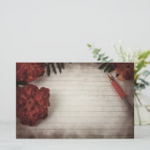 秋フローラの背景(ペンと線の付いた紙) 便箋 (スタンド正面)