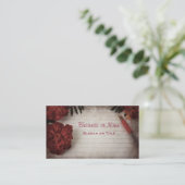 秋フローラの背景(ペンと線の付いた紙) 名刺 (スタンド正面)