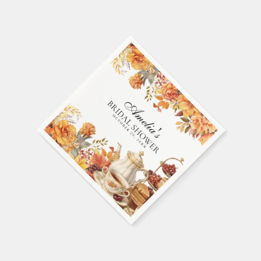 秋フローラアフタヌーンティーパーティーブライダルシャワー スタンダードカクテルナプキン (角)