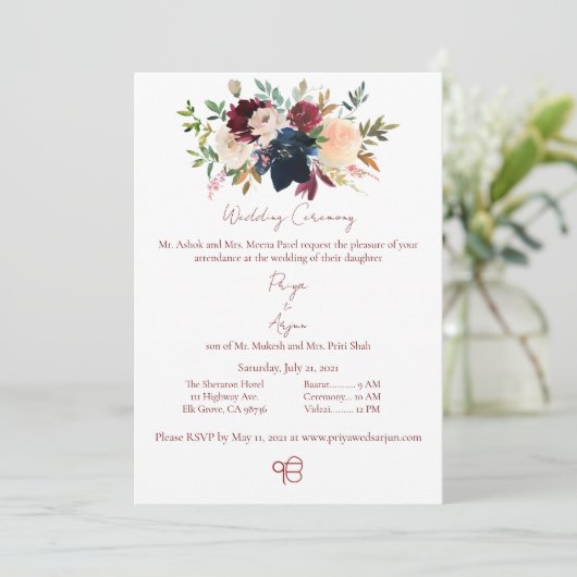 秋フローラウォーターカラーシークIKオンカー結婚ル 招待状 (スタンド正面)