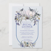 秋フローラウォーターカラーパンプキンブルーブライダルシャワー 招待状 (正面)