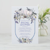 秋フローラウォーターカラーパンプキンブルーブライダルシャワー 招待状 (スタンド正面)