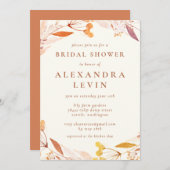 秋フローラウォーターカラーリースボホブライダルシャワー 招待状 (正面/裏面)