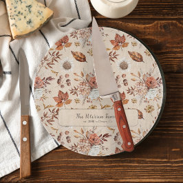 秋フローラエレガントのファミリ名パーソナライズされた前 カッティングボード