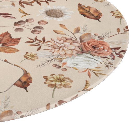 秋フローラエレガントのファミリ名パーソナライズされた前 カッティングボード (角)