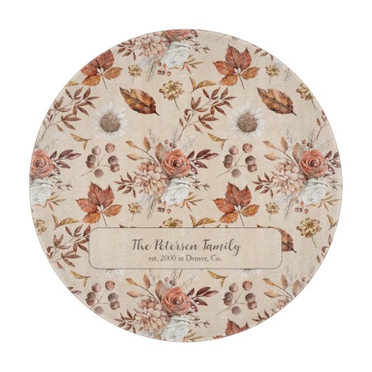 秋フローラエレガントのファミリ名パーソナライズされた前 カッティングボード (正面)