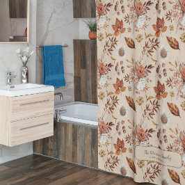 秋フローラエレガントのファミリ名パーソナライズされた前 シャワーカーテン