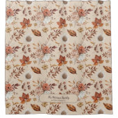 秋フローラエレガントのファミリ名パーソナライズされた前 シャワーカーテン (正面)