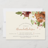 秋フローラオレンジアイボリーブライダルシャワー招待状 サンキューカード (正面)