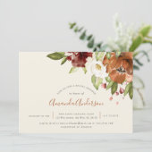 秋フローラオレンジアイボリーブライダルシャワー招待状 サンキューカード (スタンド正面)