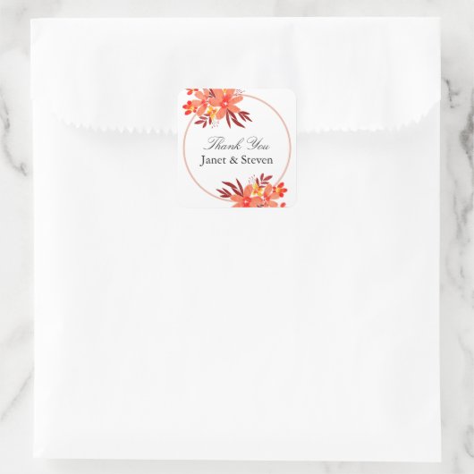 秋フローラオレンジ金ゴールドブラウンサンキュースクエアスティ スクエアシール (バッグ)