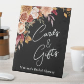 秋フローラオン黒ブライダルシャワーカード&ギフト 台座サイン (インサイチュ)