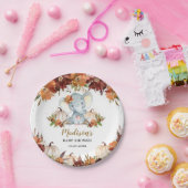 秋フローラカボチャかわいいゾウ赤ちゃんシャワー ペーパープレート (パーティー)