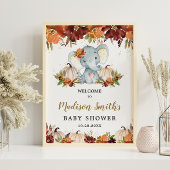 秋フローラカボチャかわいいゾウ赤ちゃんシャワー ポスター