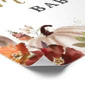 秋フローラカボチャかわいいゾウ赤ちゃんシャワー ポスター (角)