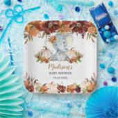 秋フローラカボチャかわいいゾウ赤ちゃんシャワーPa ペーパープレート (パーティー)