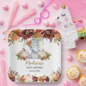 秋フローラカボチャかわいいゾウ赤ちゃんシャワーPa ペーパープレート (パーティー)