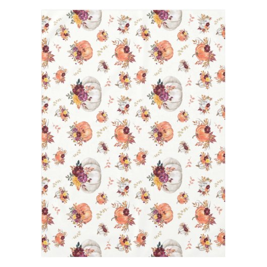 秋フローラカボチャ及葉びプリント テーブルクロス (正面)