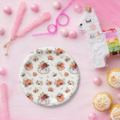 秋フローラカボチャ及葉びプリント ペーパープレート (パーティー)