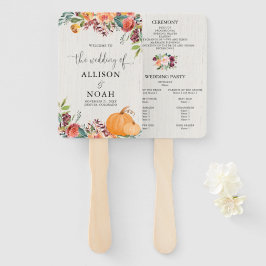 秋フローラカボチャ水彩結婚式プログラム ハンドファン