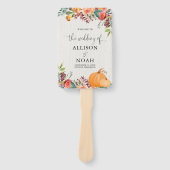 秋フローラカボチャ水彩結婚式プログラム ハンドファン (正面)