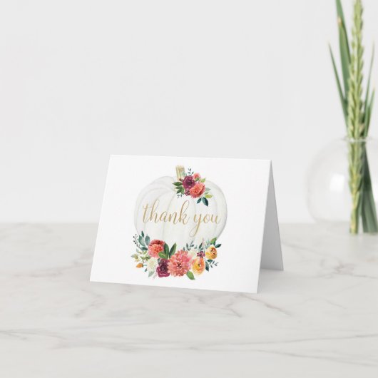 秋フローラカボチャ燃焼金ゴールドサンキューカード サンキューカード (正面)