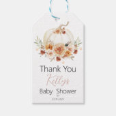 秋フローラカボチャ赤ちゃんシャワーありがとうラベル ギフトタグ (正面)
