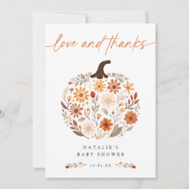 秋フローラカボチャ赤ちゃんシャワーありがとう サンキューカード