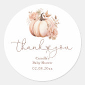 秋フローラカボチャ赤ちゃんシャワーありがとう ラウンドシール (正面)