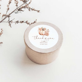 秋フローラカボチャ赤ちゃんシャワーありがとう ラウンドシール