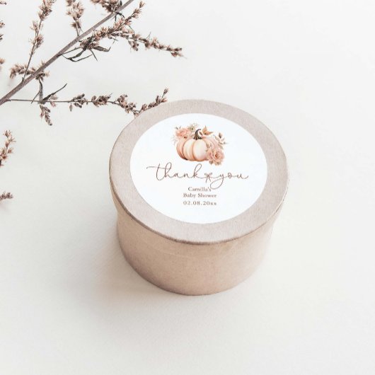 秋フローラカボチャ赤ちゃんシャワーありがとう ラウンドシール