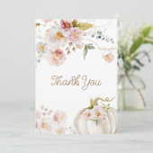 秋フローラカボチャ赤ちゃんシャワー サンキューカード (スタンド正面)