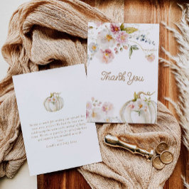 秋フローラカボチャ赤ちゃんシャワー サンキューカード