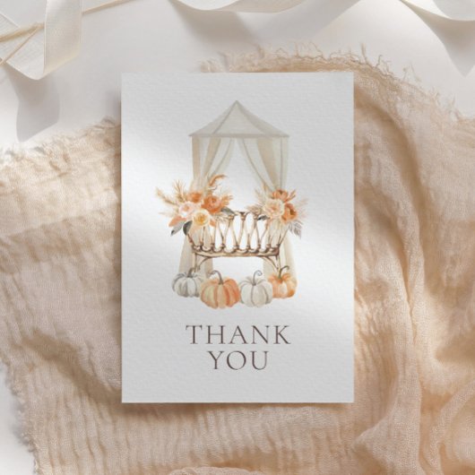 秋フローラカボチャ赤ちゃんシャワー サンキューカード
