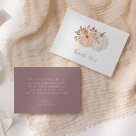 秋フローラカボチャ赤ちゃんシャワー サンキューカード