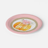 秋フローラカボチャ赤ちゃん女の子の2番目の誕生日TWO ペーパープレート (アングル)