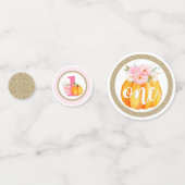 秋フローラカボチャBaby Girl's 1st Birthday Photo コンフェッティ (裏面)