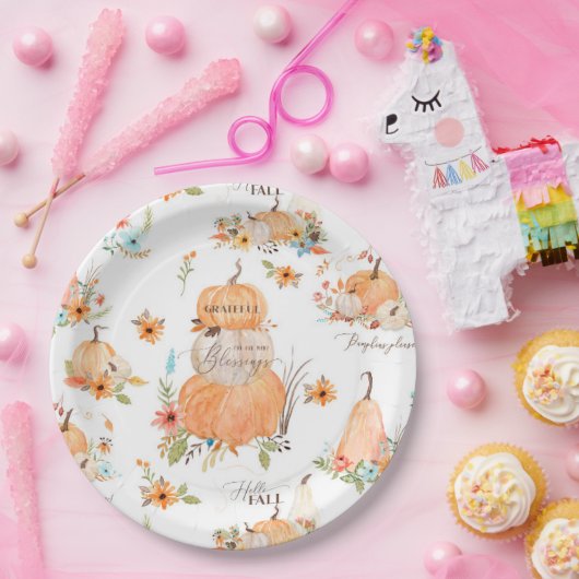 秋フローラカボプキンサンフラワーハーベストサンクスギビング ペーパープレート (パーティー)