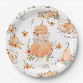 秋フローラカボプキンサンフラワーハーベストサンクスギビング ペーパープレート (正面)
