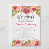 秋フローラガールベビーシャワーバラ招待状 招待状 (正面)