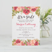 秋フローラガールベビーシャワーバラ招待状 招待状 (スタンド正面)