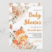 秋フローラキツネベビーシャワー 招待状 (正面/裏面)