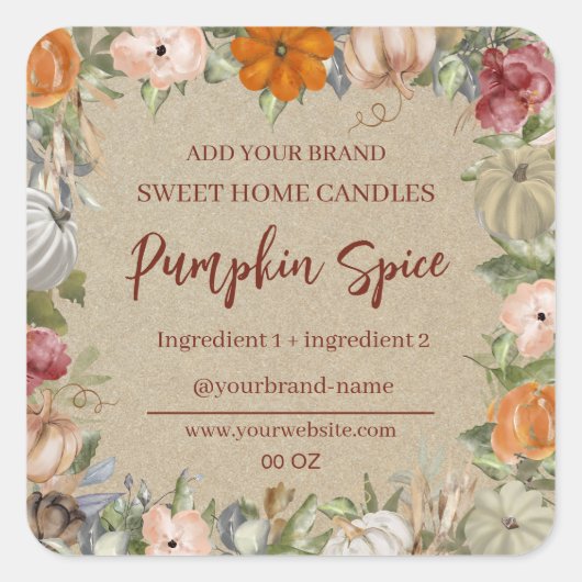 秋フローラクラフト紙製品ラベル スクエアシール (正面)