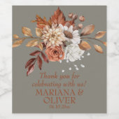 秋フローラグレー結婚式の引き出物 ワインラベル (シングルラベル)