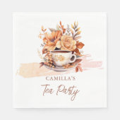 秋フローラコテージコアティーカップティーパーティー スタンダードランチョンナプキン (正面)